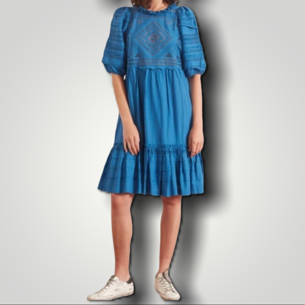 SEA NEW YORK TALITHA HALF SLEEVE EMBROIDERED DRESS